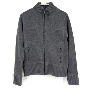 Michael Kors Mens Grey Wool Full Zip Knit Sweater Cardigan Jacket‎ Mock Neck M